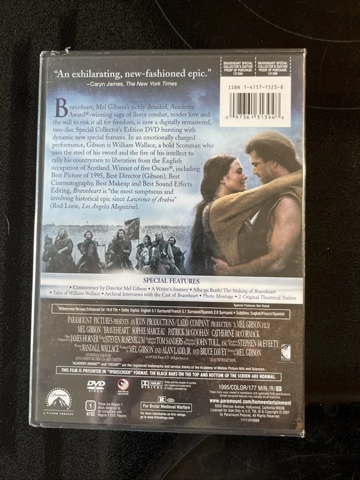 Braveheart (DVD, Special Collector’s Edition) NEW & FACTORY SEALED Mel Gibson - Image 2 of 3