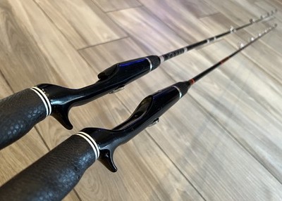 Lot of 2 Vtg Casting Fishing Rods Bass Pro Shops & Custom w/ Lews Fuji Speed Fit