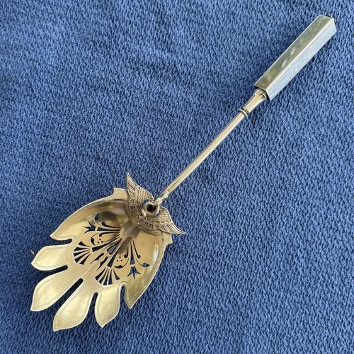 1870 Antique Gorham Manufacturing Isis 9.5" Salad Serving Fork Sterling Silver