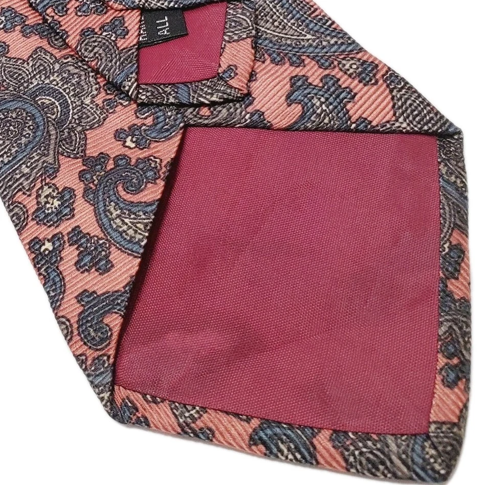 Mark Shale Necktie Pink Paisley Pattern Men's Silk Neck Tie Repp Fabric - Image 4 of 4