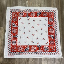VTG NAUTICAL BANDANA Sailboat Lighthouse Color Fast 100% Cotton Made In USA
