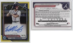 2024 Bowman Chrome Prospect Auto Yellow Refractor /75 Will Verdung #CPA-WV Auto