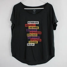 Outdoor Afro x REI Co-Op Women's Black States & Places Short Sleeve Tshirt Sz XL