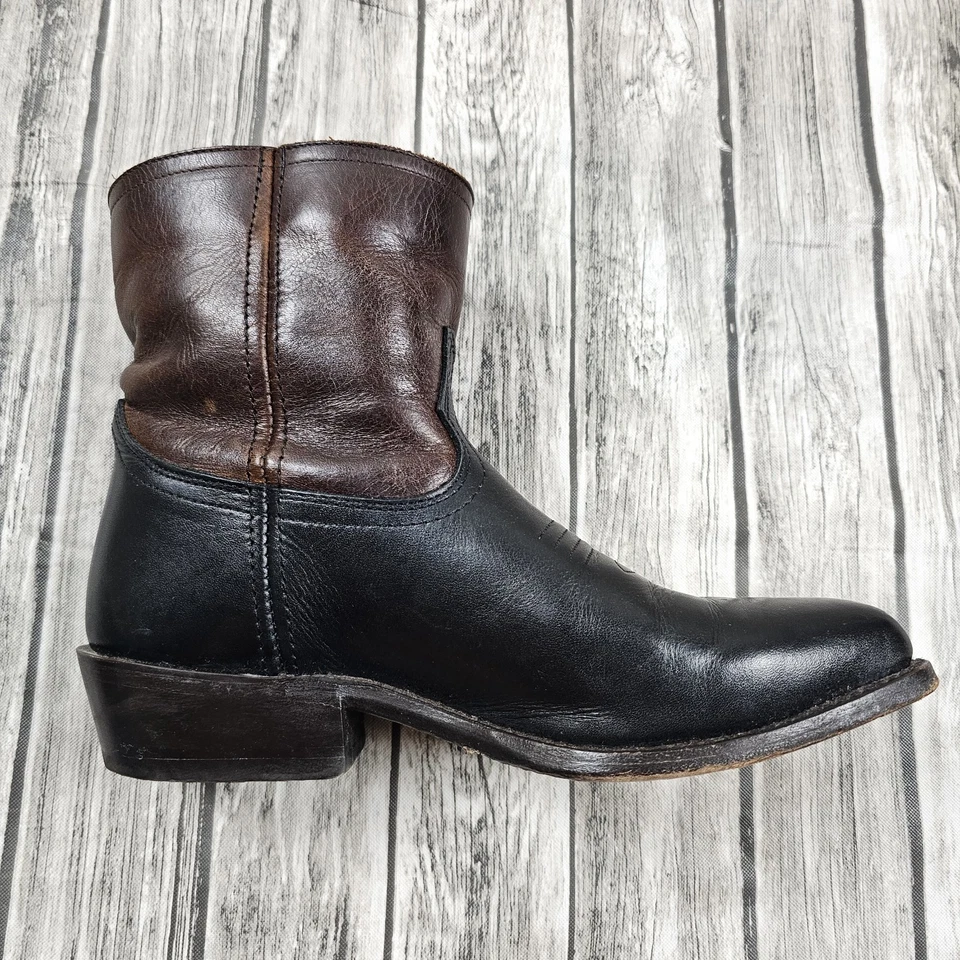 Botines cortos de vaquero Frye Billy punto de cruz marrón negro para mujer talla 7 B Foto 3 de 4