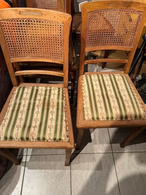 4 antike Stühle Korbgeflecht Polster Holz Vintage gebraucht