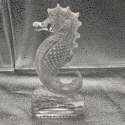 Vtg Waterford Crystal Seahorse Retired Figurine Clear Diamond Facet Cut Wave