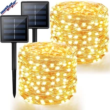 2Pack Solar String Lights Outdoor, 80FT 200LED Solar Fairy Lights,Copper Wire