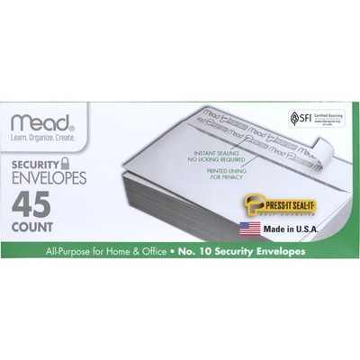 Security Business Envelopes 4-1/8'' x 9-1/2''   Peel & Seal, Privacy Lined, 45