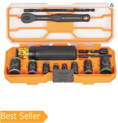 Klein Tools 65242 KNECT Impact Socket Set, Ratcheting Screwdriver Set, 1/4-Inch