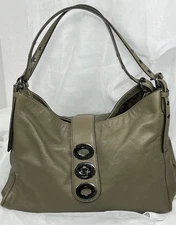 COACH Madison Carlyle Triple Turnlock Olive Leather Shoulder Bag #32325 W/ charm