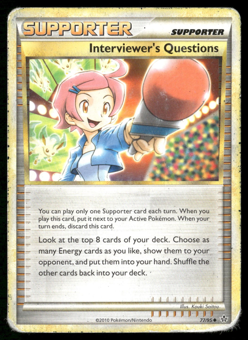 Interviewer's Questions 77/95 Uncommon HGSS Unleashed Pokemon Damaged