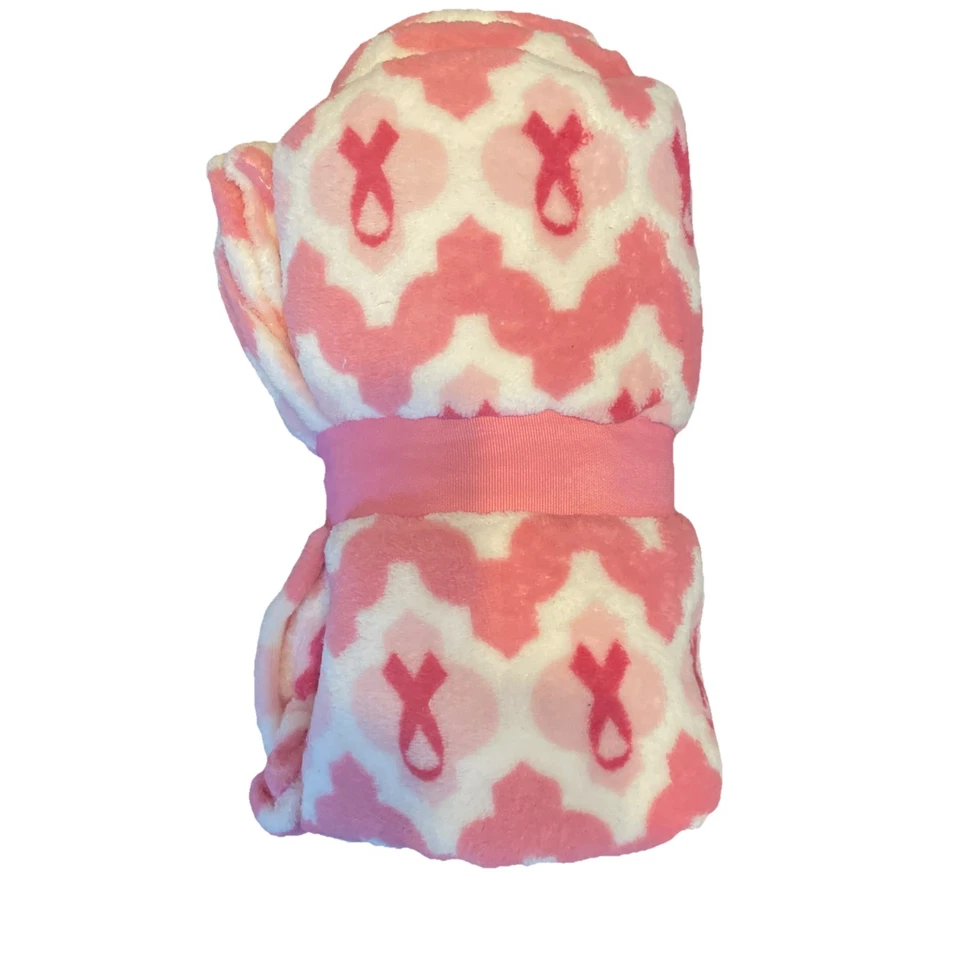 Breast Cancer Plush Throw By Northpoint Trading, 50" x 60", Polyester, Brand New - Image 2 of 3
