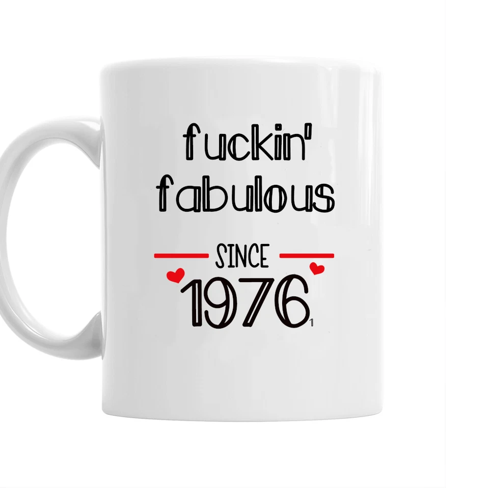 CLASSIC CREATIONS UK 50th Birthday mug, 1976 mug Fuckin' Fabulous mug, Gift for her/fun/rude/present