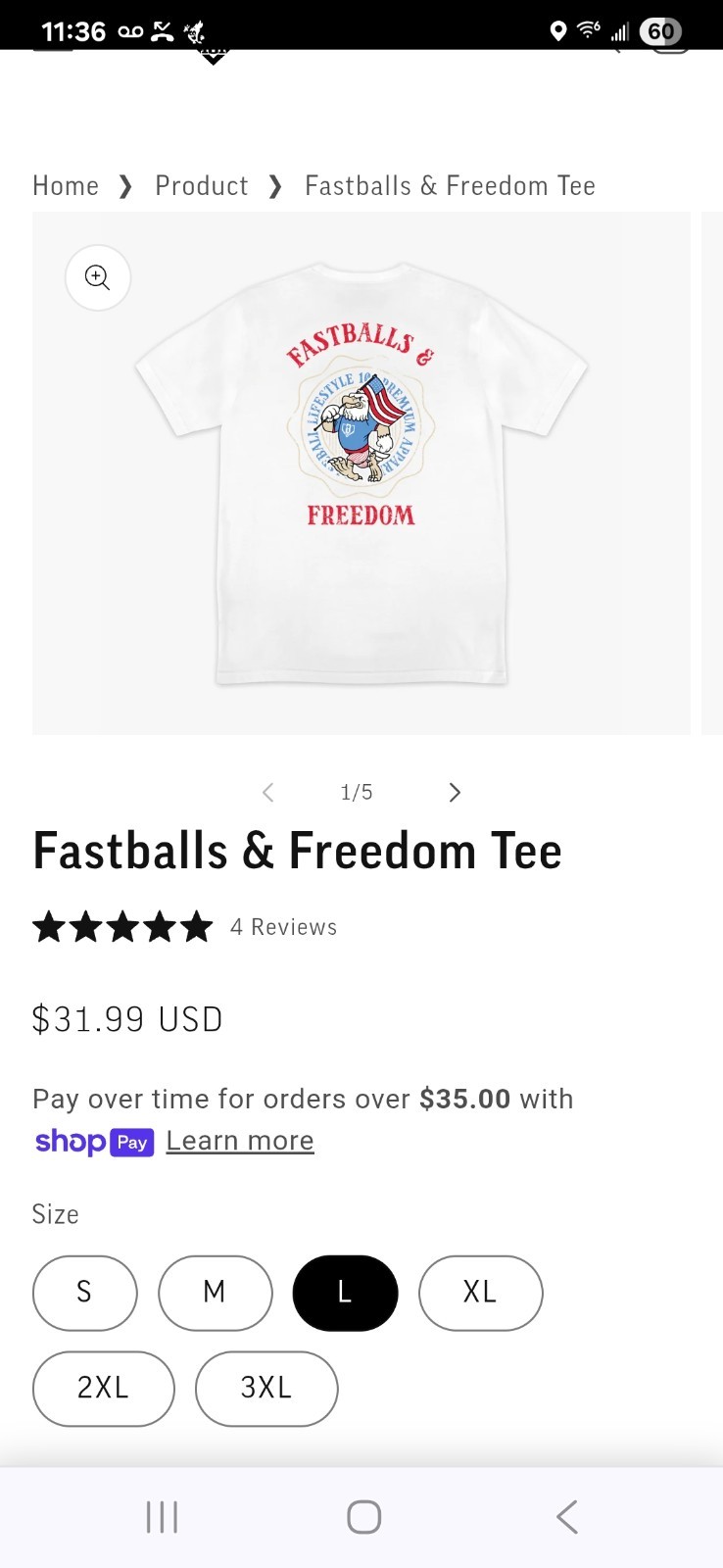 Baseball Lifestyle 101 Fastballs & Freedom White Short Sleeve T-Shirt Adult Smal