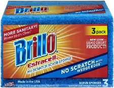 Brillo Estracell No Scratch Scrub Sponge with Wedge Edge, 3 Count