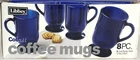 NIB VTG 1960s Anchor Hocking Cobalt Blue Footed Irish Coffee Mugs Set of 8 New