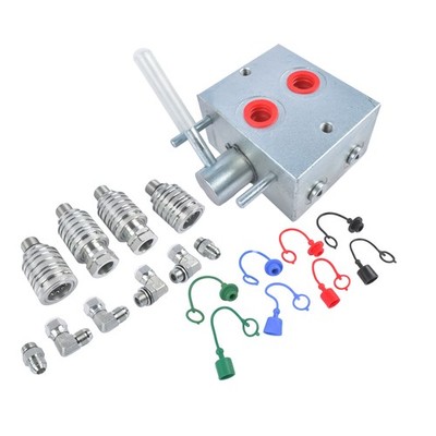 Hydraulic Flow Divider Multiplier 2 Circuit Switching 3000PSI 20GPM W/ Couplers