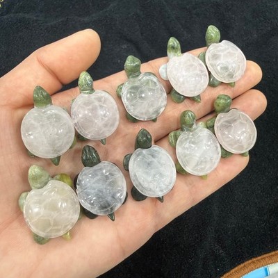 10pc Natural Powder crystal Turtle quartz crystal carved Reiki heal gift