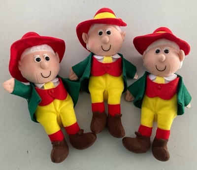 3-teiliges Set - Vintage 1990er Keebler Promo 11 Zoll Plüsch Ernie Elfe Weihnachten Regal Dekor