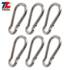 Set Of 6 440 Lbs 304 Stainless Steel Spring Snap Hook Carabiner Clips