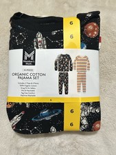 Member's Mark Boys 4PC Organic Cotton Pajama Set Space Stripes Size 6