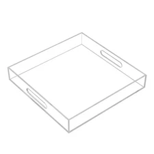 12x12" Clear Sturdy Acrylic Serving Tray with Handles for Coffee Breakfast