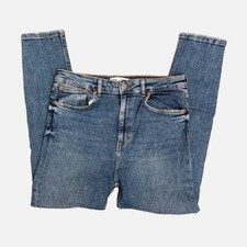 Zara Classic Wash Jeans Women's 12 High Waist Denim Stretch Clean Girl Skinny