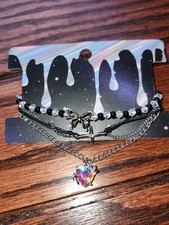 3 PC Goth Black Boho Adjustable Charm Bracelet Set NWT CROSS HEART AND Butterfly