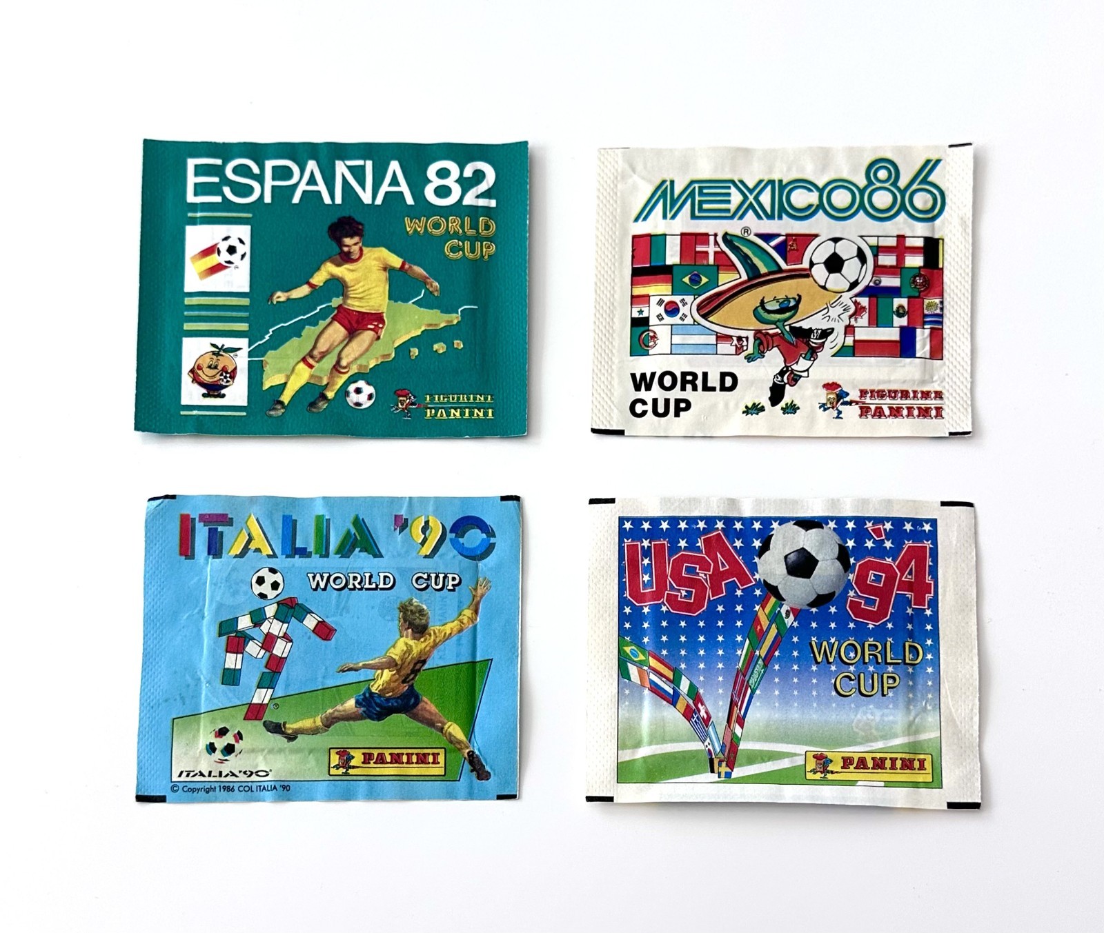 Panini World Cup Sealed Sticker Bundle - España 82, Mexico 86, Italia 90, USA 94