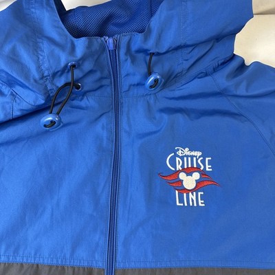 Disney Cruise Line Men s Large Jacket Gray Blue Full Zip Windbreaker