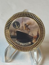 Medaille RMS Titanic vergoldet mit Farbapplikation 33 mm