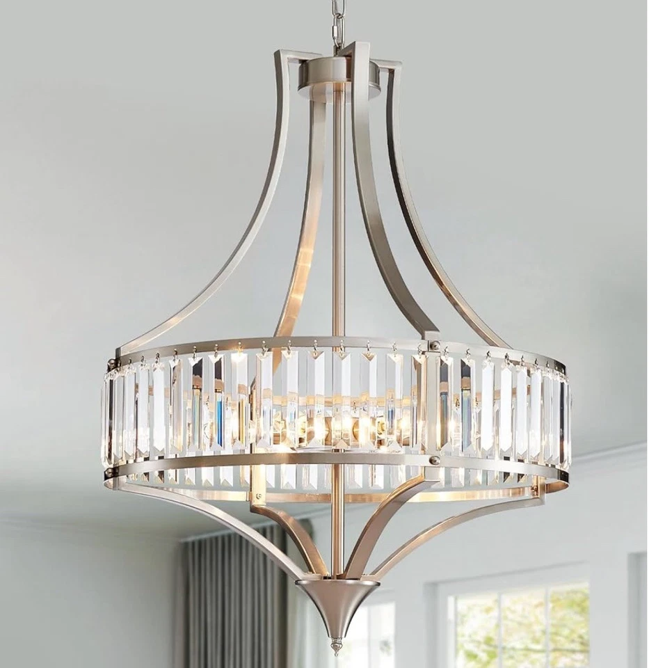 ✨BEAUTIFUL Crystal Chandelier Nickel 6-Light Lighting Fixture - Image 4 of 4