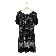 MSLG Black Lace Backless Party Dress L