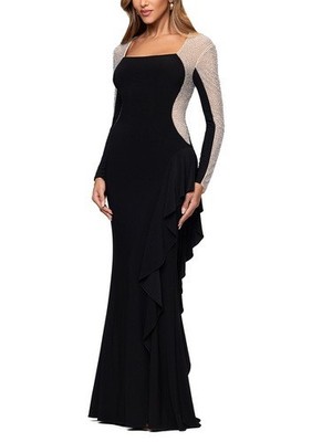xscape long sleeve beaded dress Amazon.com: Xscape Women's Long Sleeve Beaded Contour Gown, Black Nude Silver, 8 : Clothing, Shoes & Jewelry