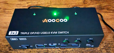 AOOCOO 3x3 Triple Monitor KVM Switch DP HDMI USB 3.0 8K Tested