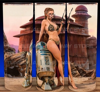 Slave Leia and R2D2 Outside Jabbas Palace Star Wars Cup Mug Tumbler