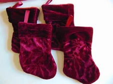 4 Holiday Merry Christmas Red/Maroon Little Velvet  Mini Stocking for Small Gift