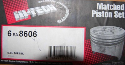 Hi-Tech 8606 STD Set of 6 Pistons for 5.9L Diesel