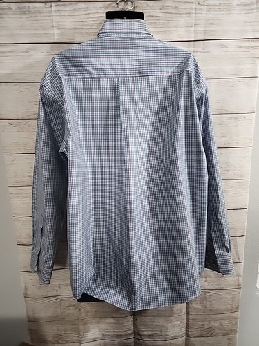 Enro Dress Shirt Mens Large Blue White Purple Plaid Oxford Traditional Fit (R1) - Picture 7 of 11