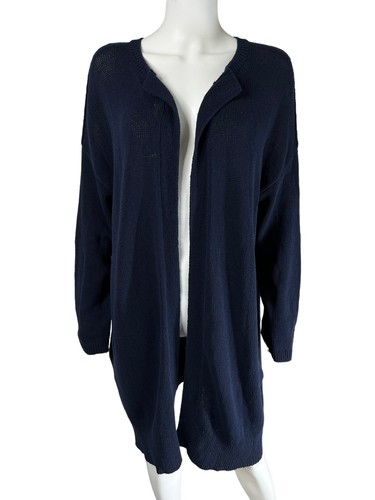 James Perse Standard Cardigan Sweater Open Front Knit Navy Blue Cotton Sz 4 XL - Picture 3 of 16