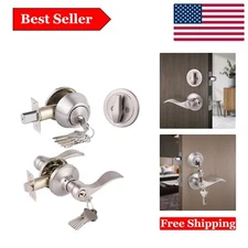 Keyed Alike Satin Nickel Front Door Lockset - Lever & Deadbolt Combo, Commerc...