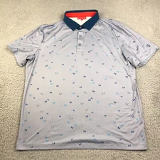 Redvanly Shirt Mens XL Blue Butterfly Print Performance Golf Polo Short Sleeve