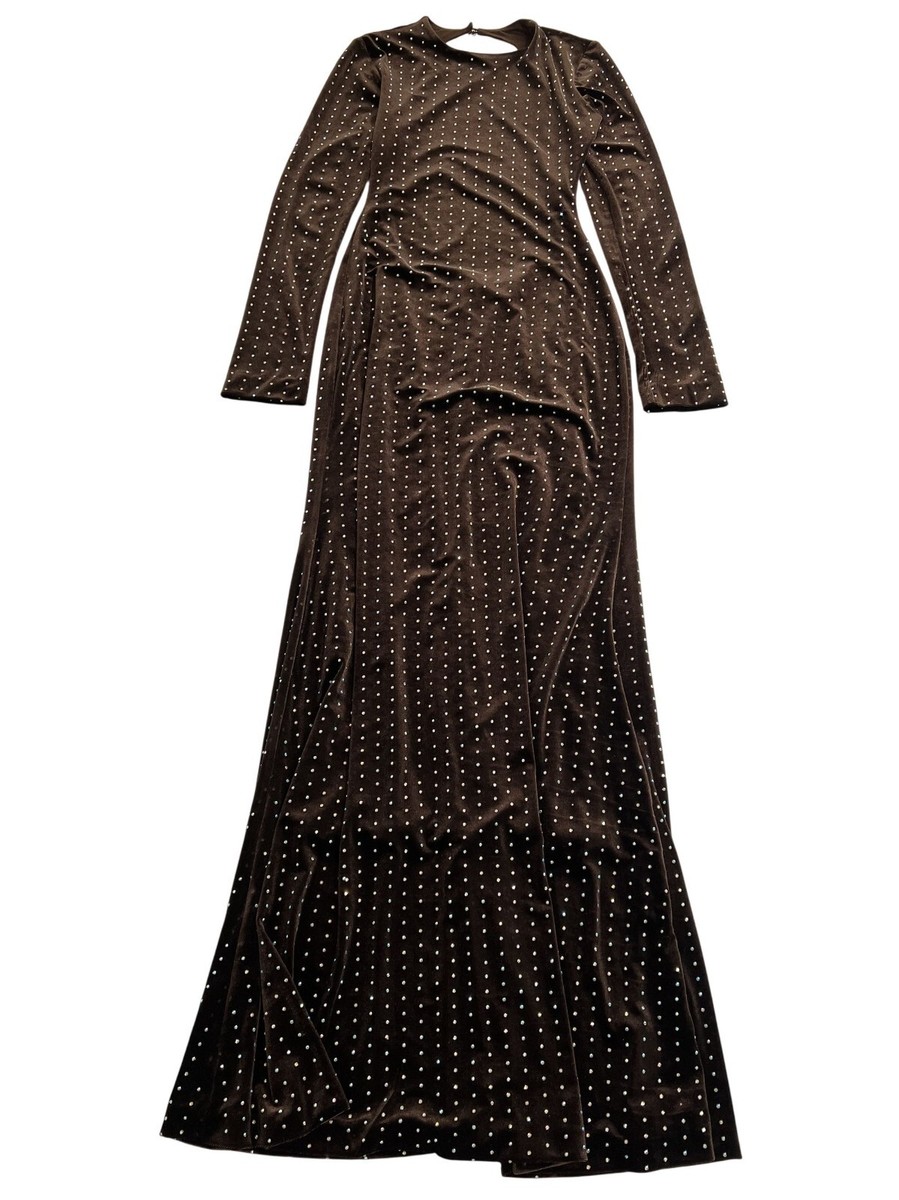 delfi brown dress Jasmine Halter Maxi Dress ~ Chocolate Luxe Satin – Show Me Your Mumu main image 0