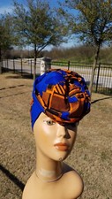 Blue And Orange Headwrap;African Headwrap; African Clothing; African Fabric