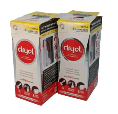 Dryel Home Dry Cleaner REFILL Kit (Lot of 2) 8 Dryer Activated Cleaning Cloths