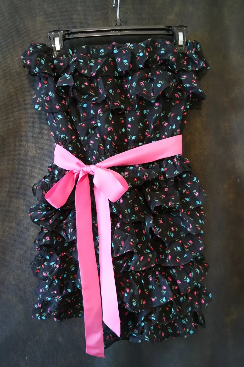 JACK WILLS UK 8 SILK BLACK RUFFLE SUMMER FLORAL ARMITIDGE DRESS RRP 149