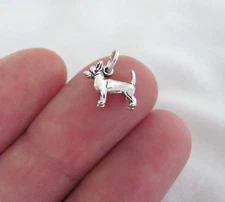Very small Sterling Silver 3d Chihuahua dog mini tiny charm.