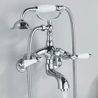 Chrome Clawfoot Tub Faucet Wall Mount Bathtub Filler Faucet set with Hand Shower