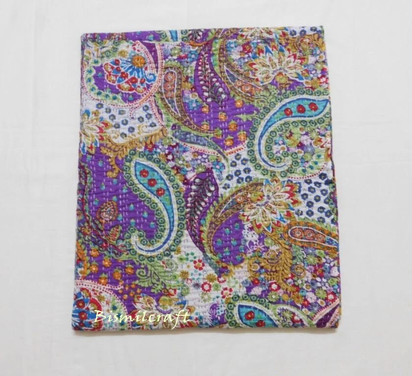 60 X 90» Twin размер ручной работы покрывало двусторонний Kantha лоскутное одеяло хлопок кровать чехол D7 - Изображение 3 из 4