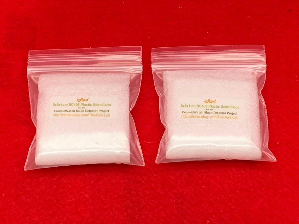 Bicron BC408 Plastic Scintillator 5x5x1 cm for CosmicWatch Muon